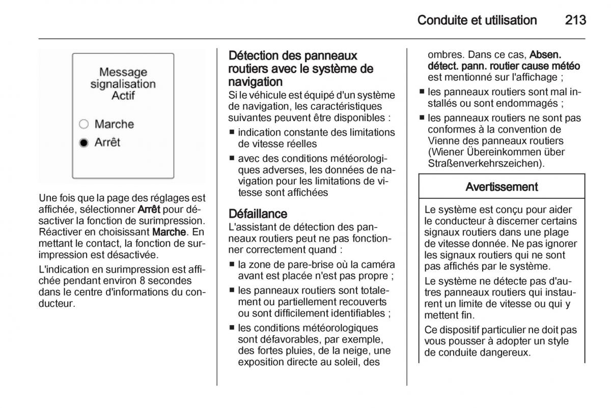 manual Opel Zafira C manuel du proprietaire / page 215