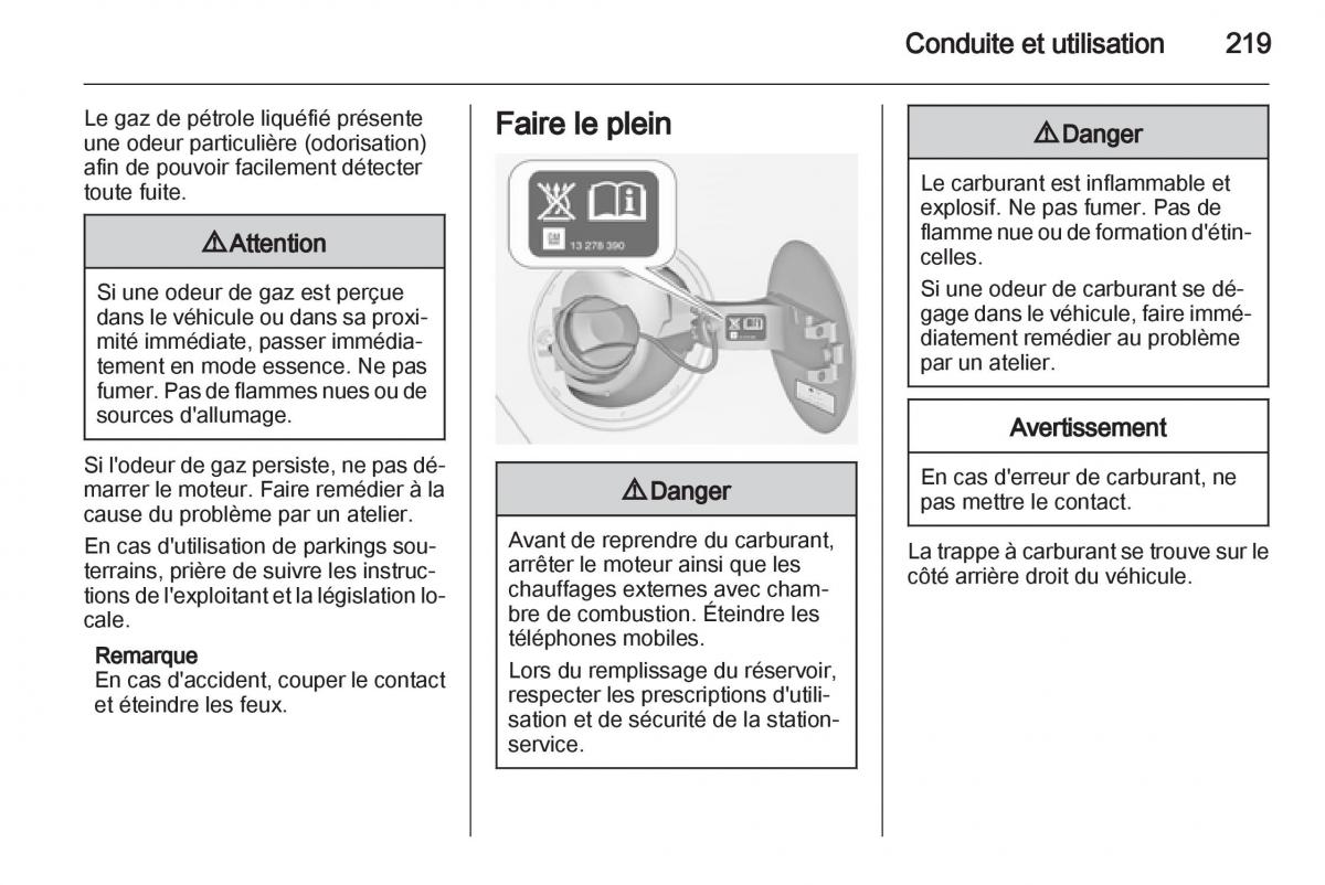 manual Opel Zafira C manuel du proprietaire / page 221