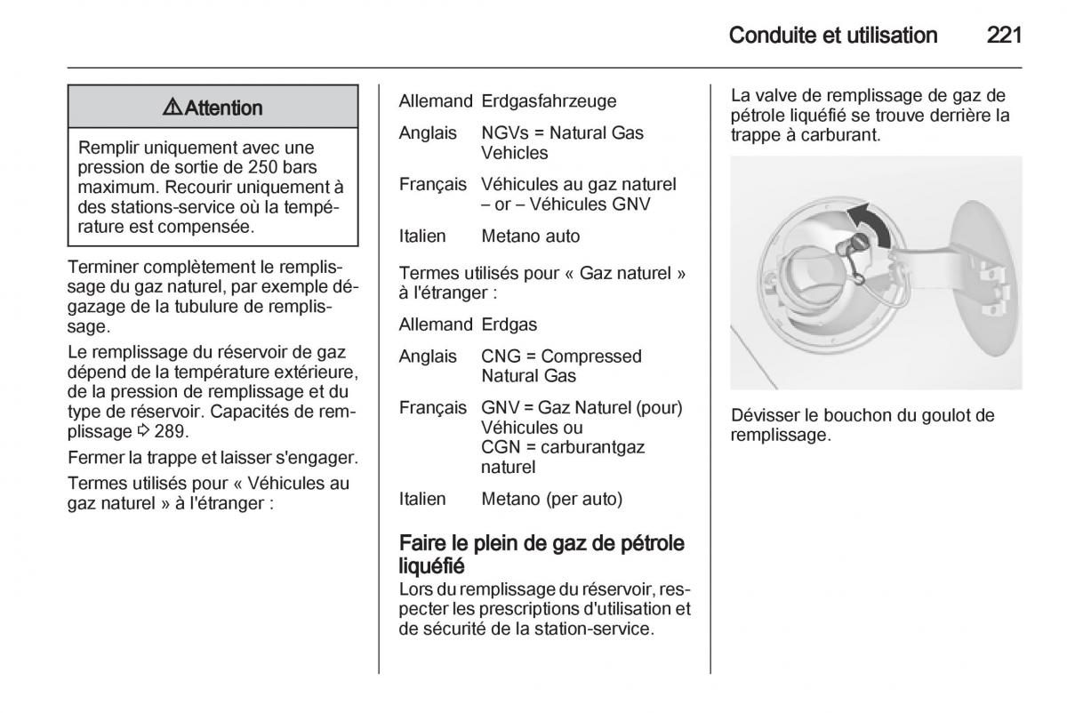 manual Opel Zafira C manuel du proprietaire / page 223