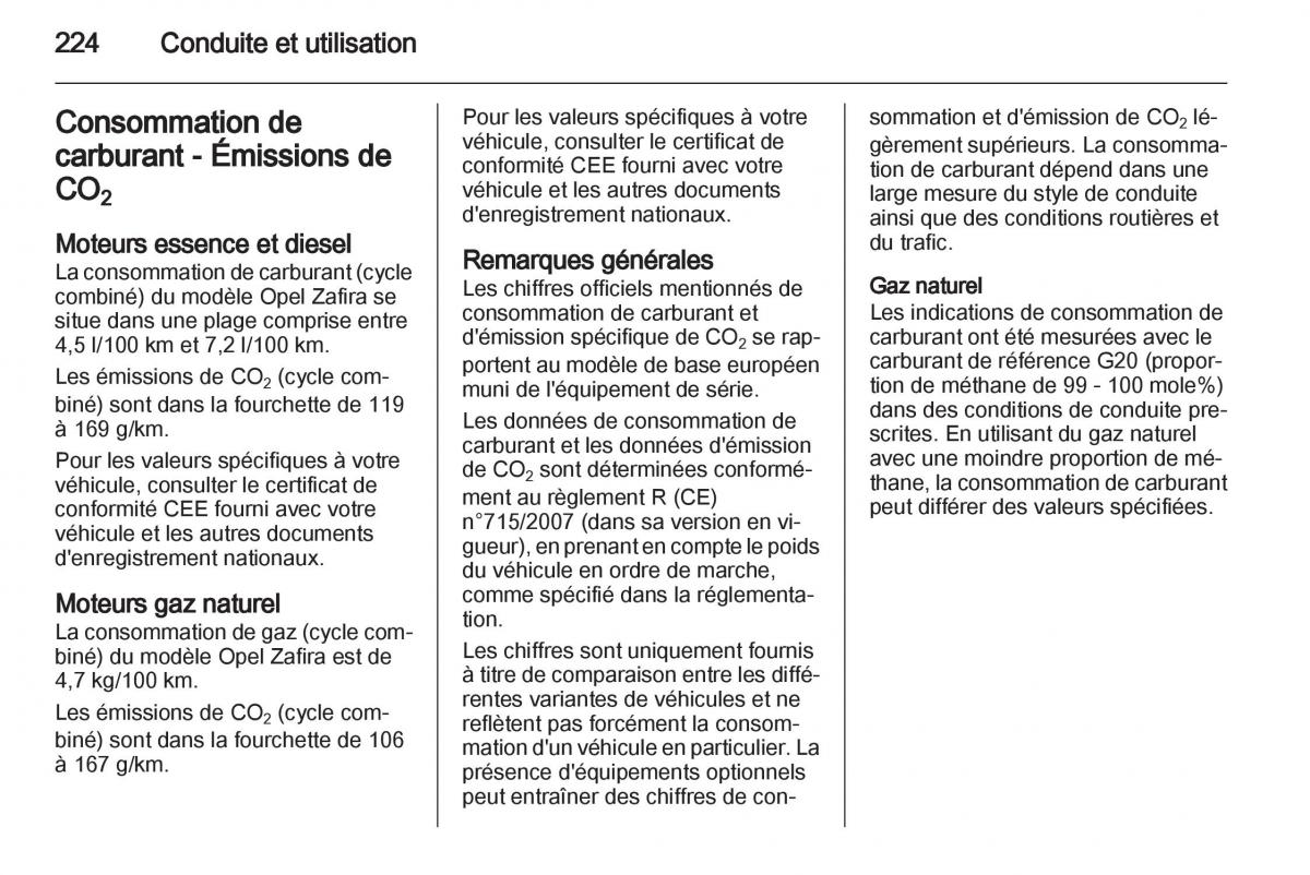 manual Opel Zafira C manuel du proprietaire / page 226