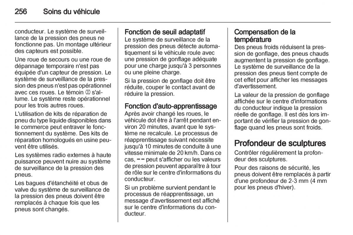 manual Opel Zafira C manuel du proprietaire / page 258