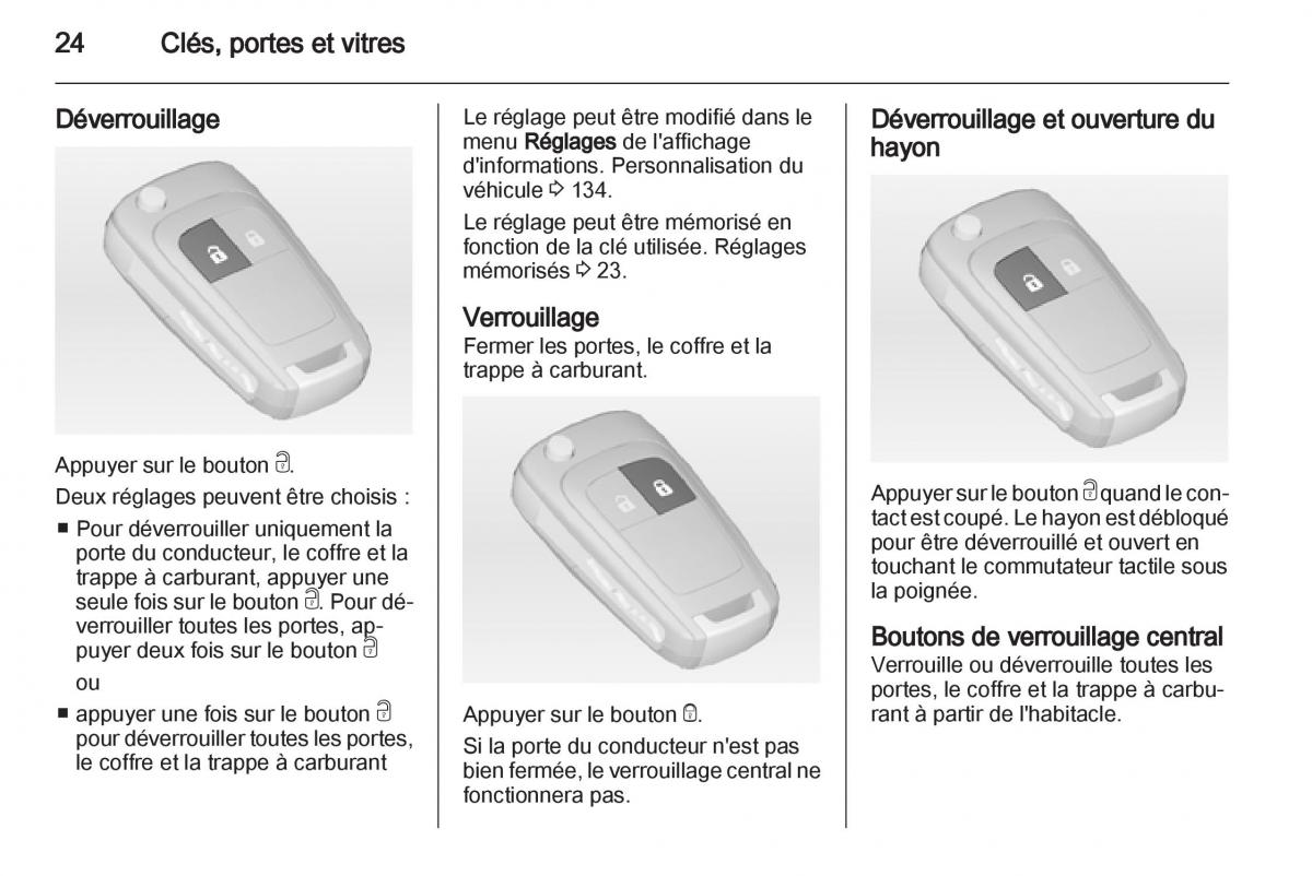 manual Opel Zafira C manuel du proprietaire / page 26