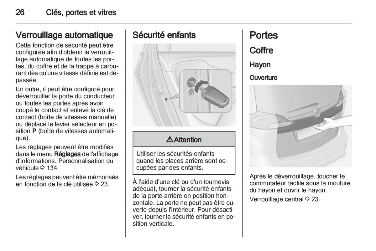 manual Opel Zafira C manuel du proprietaire / page 28