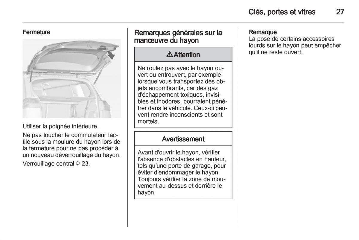 manual Opel Zafira C manuel du proprietaire / page 29