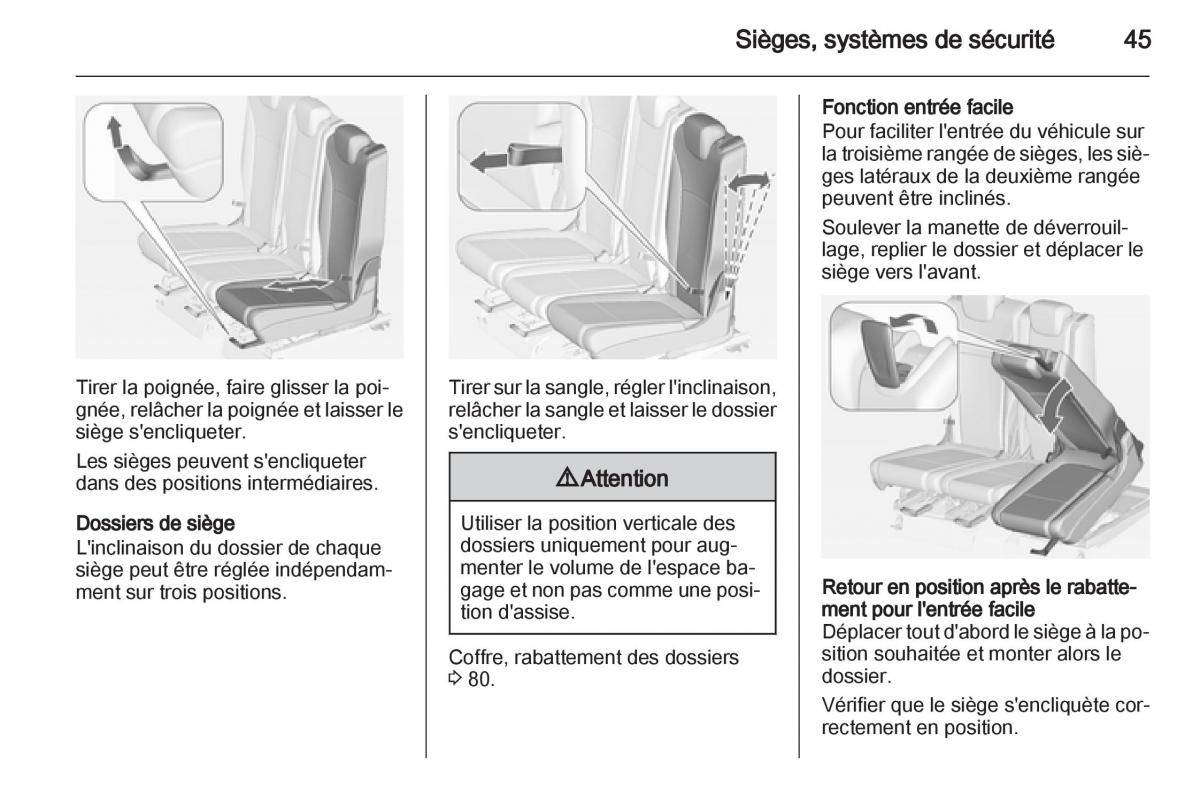 manual Opel Zafira C manuel du proprietaire / page 47