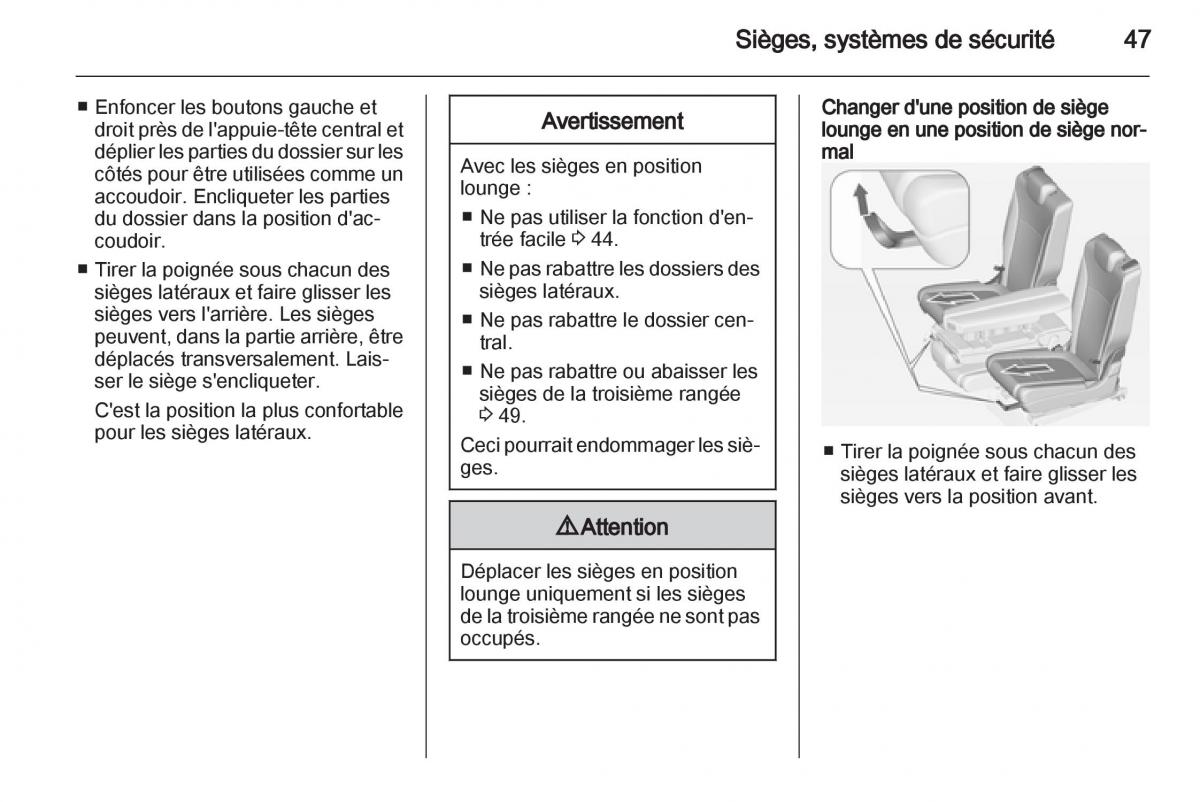 manual Opel Zafira C manuel du proprietaire / page 49