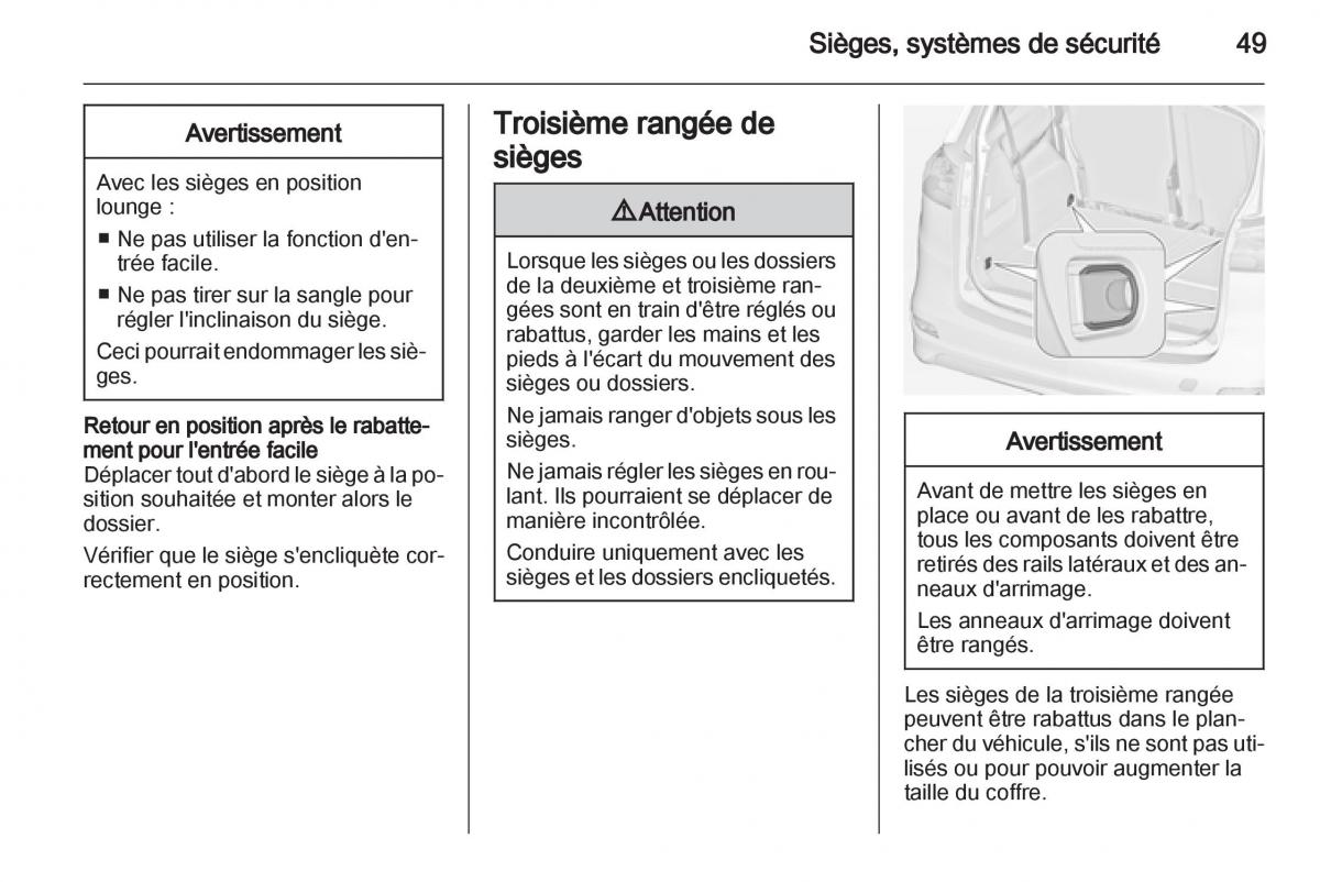 manual Opel Zafira C manuel du proprietaire / page 51