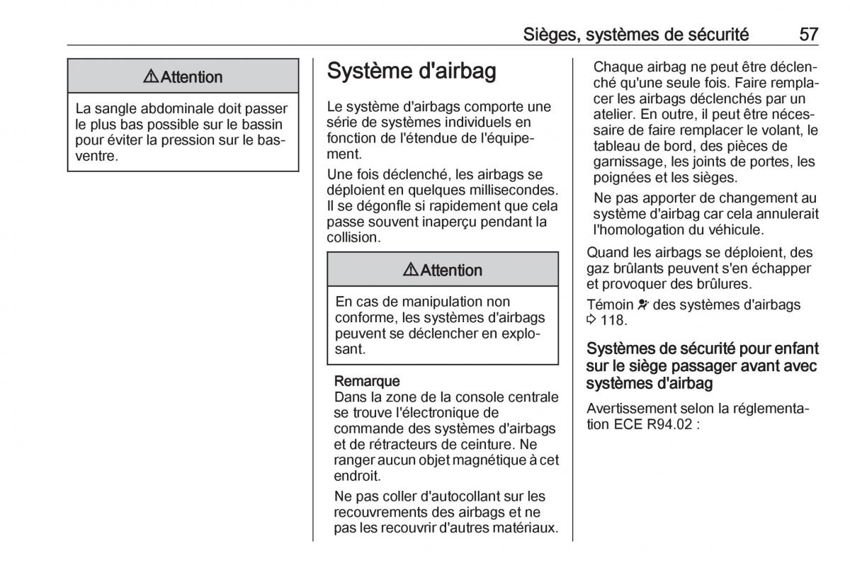 manual  Opel Zafira C FL manuel du proprietaire / page 59