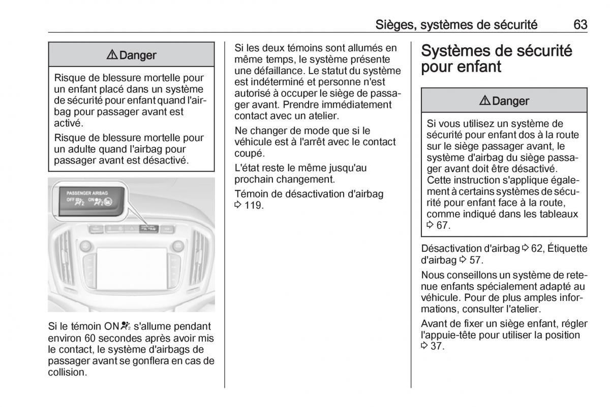 manual  Opel Zafira C FL manuel du proprietaire / page 65