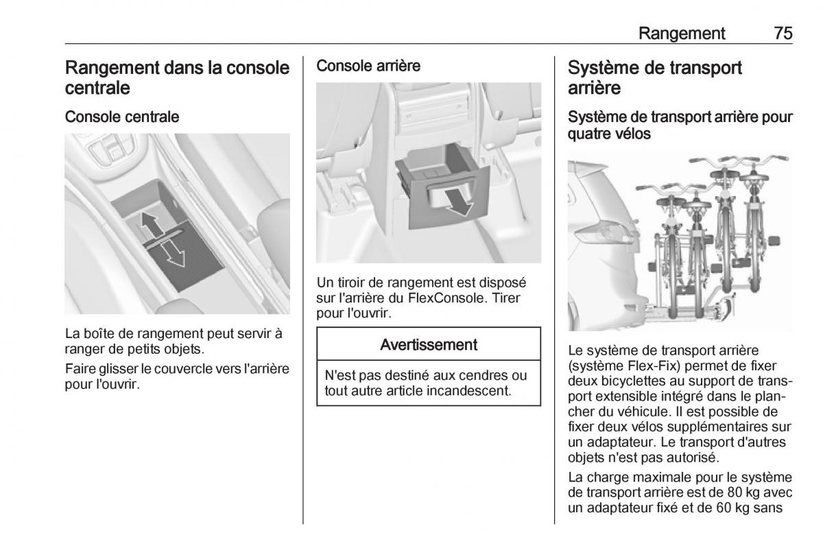 manual  Opel Zafira C FL manuel du proprietaire / page 77