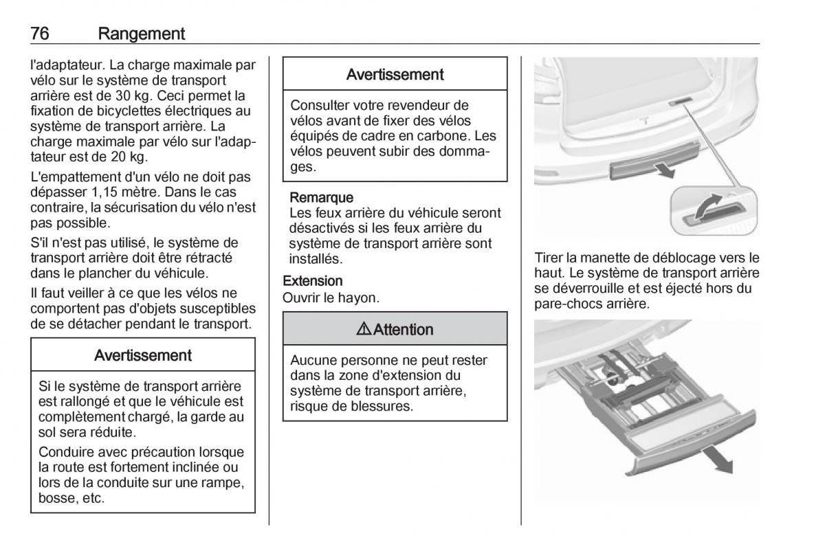 manual  Opel Zafira C FL manuel du proprietaire / page 78