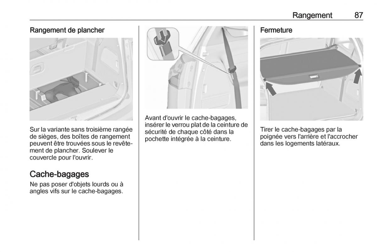 manual  Opel Zafira C FL manuel du proprietaire / page 89