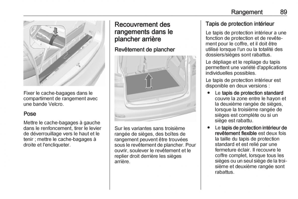 manual  Opel Zafira C FL manuel du proprietaire / page 91