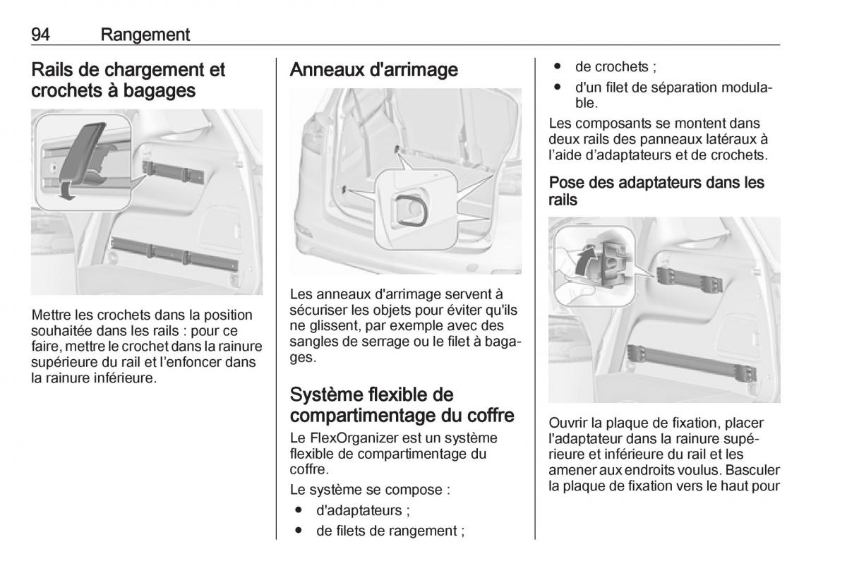 manual  Opel Zafira C FL manuel du proprietaire / page 96