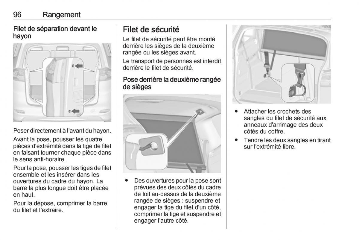 manual  Opel Zafira C FL manuel du proprietaire / page 98