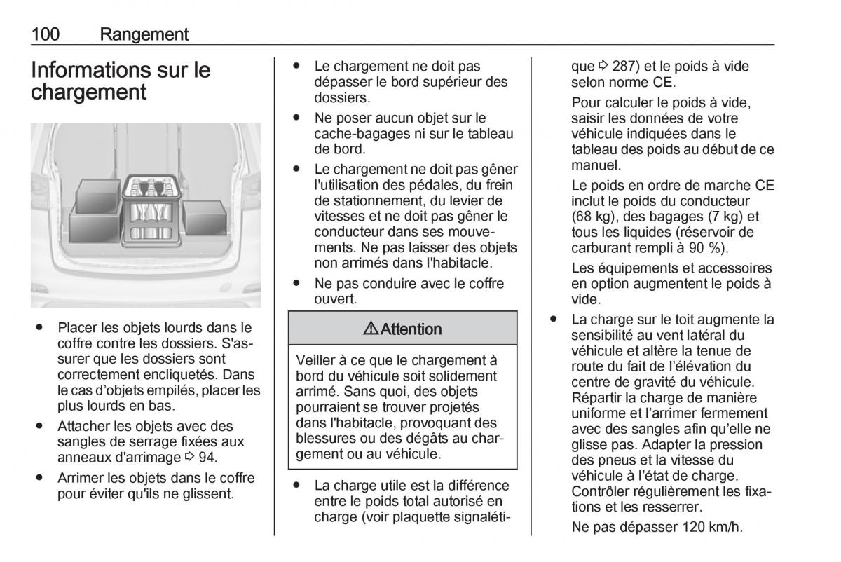 manual  Opel Zafira C FL manuel du proprietaire / page 102