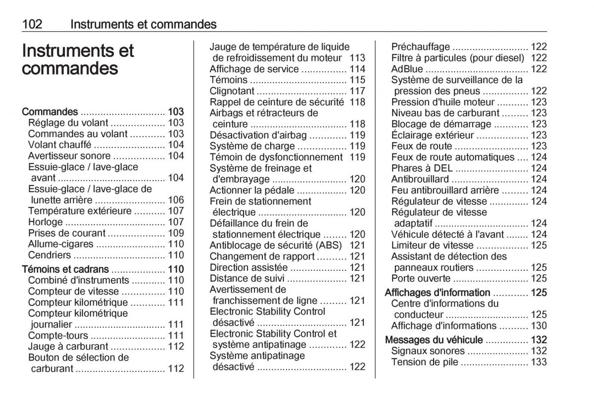 manual  Opel Zafira C FL manuel du proprietaire / page 104