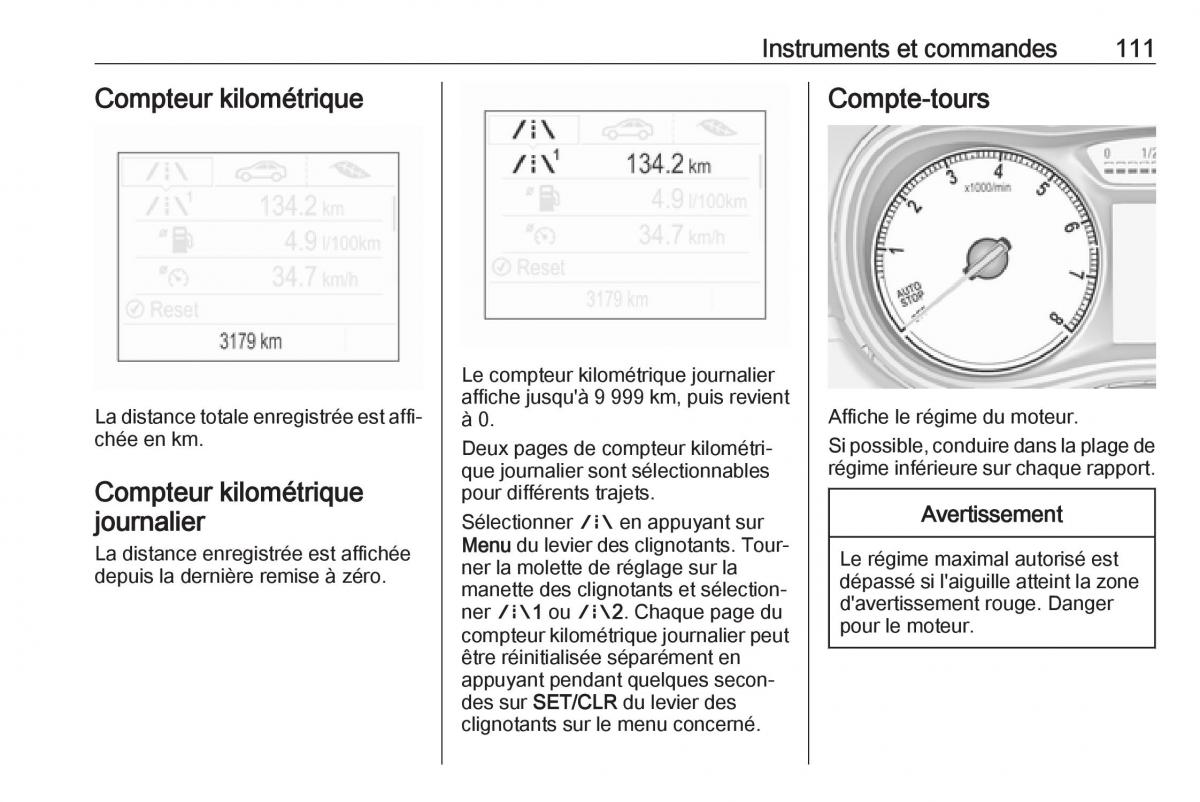 manual  Opel Zafira C FL manuel du proprietaire / page 113