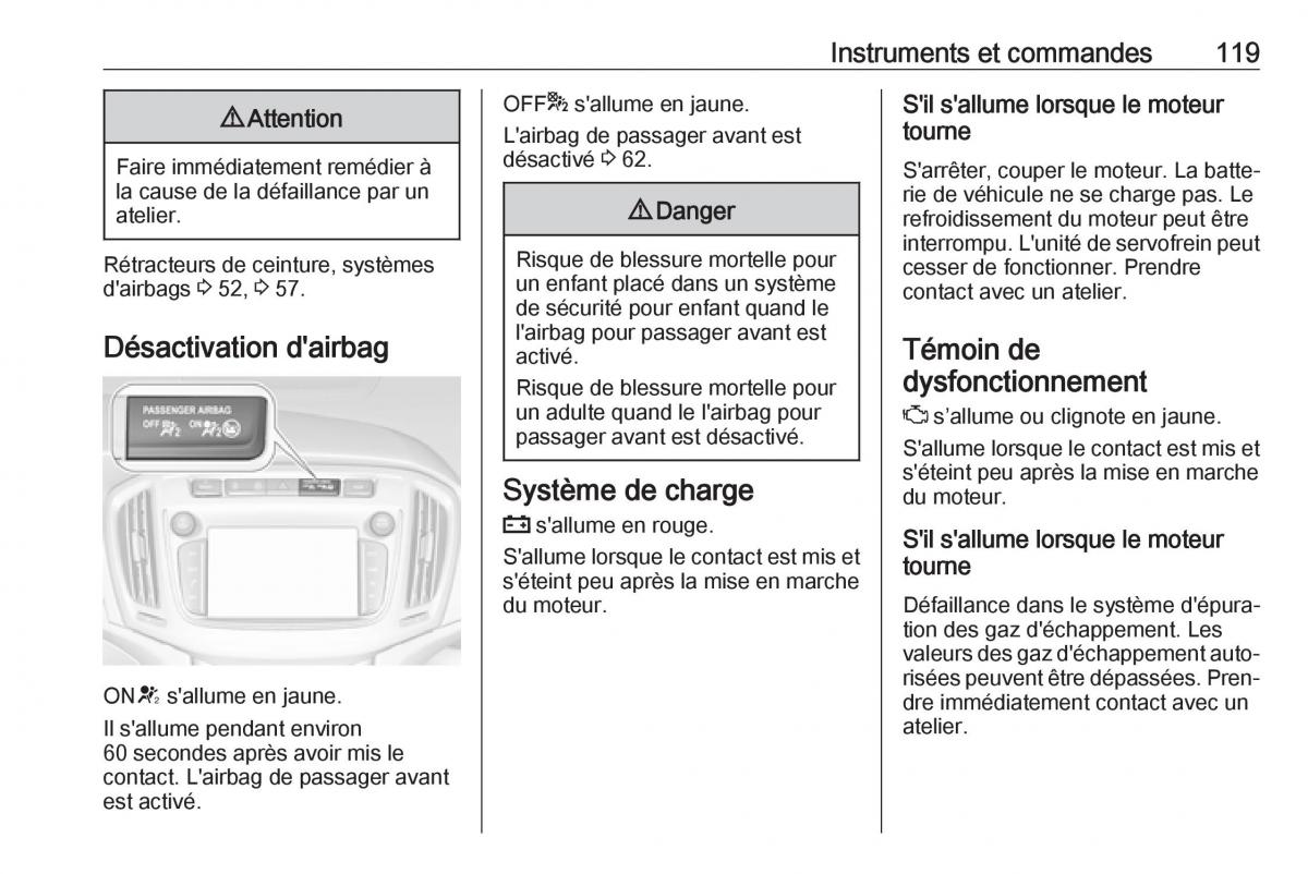 manual  Opel Zafira C FL manuel du proprietaire / page 121