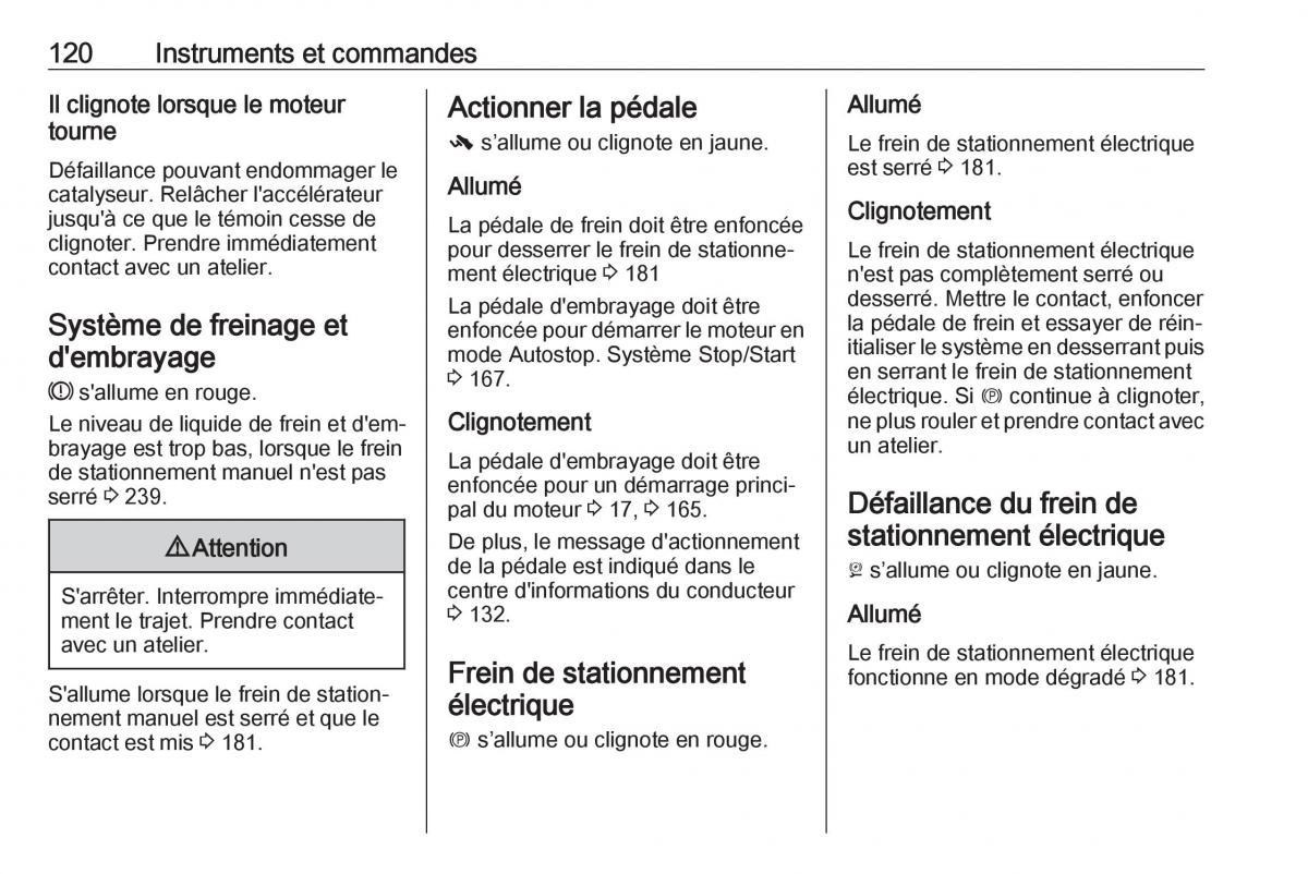 manual  Opel Zafira C FL manuel du proprietaire / page 122