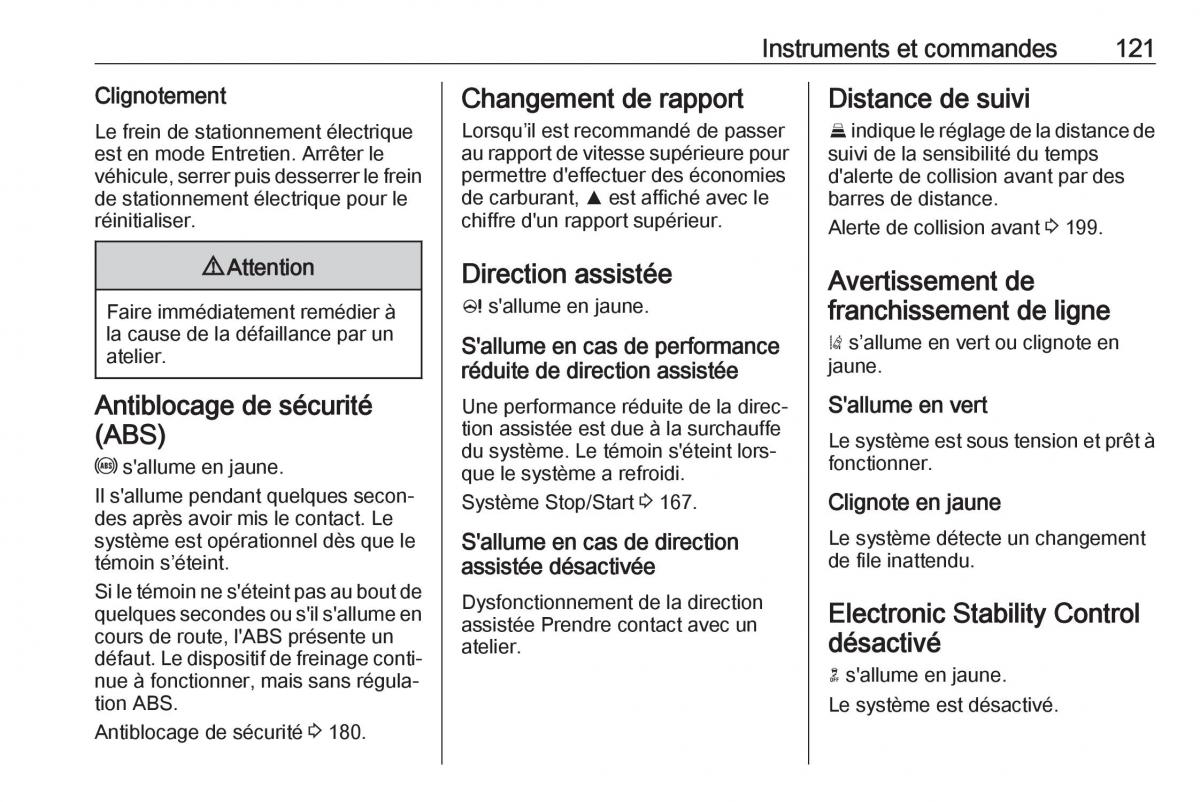 manual  Opel Zafira C FL manuel du proprietaire / page 123