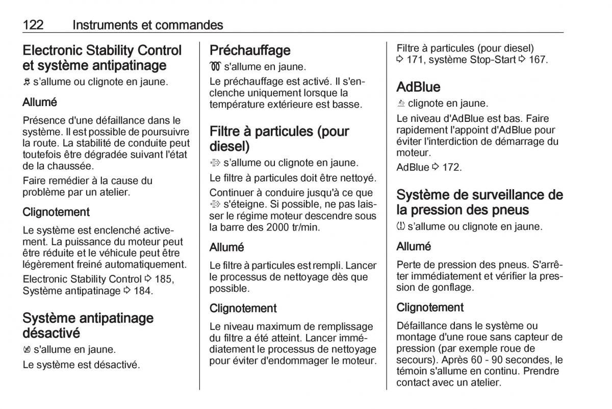 manual  Opel Zafira C FL manuel du proprietaire / page 124