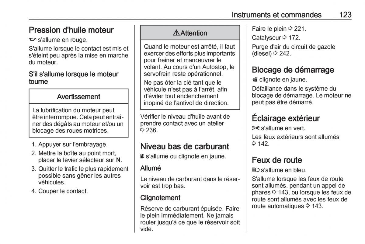 manual  Opel Zafira C FL manuel du proprietaire / page 125