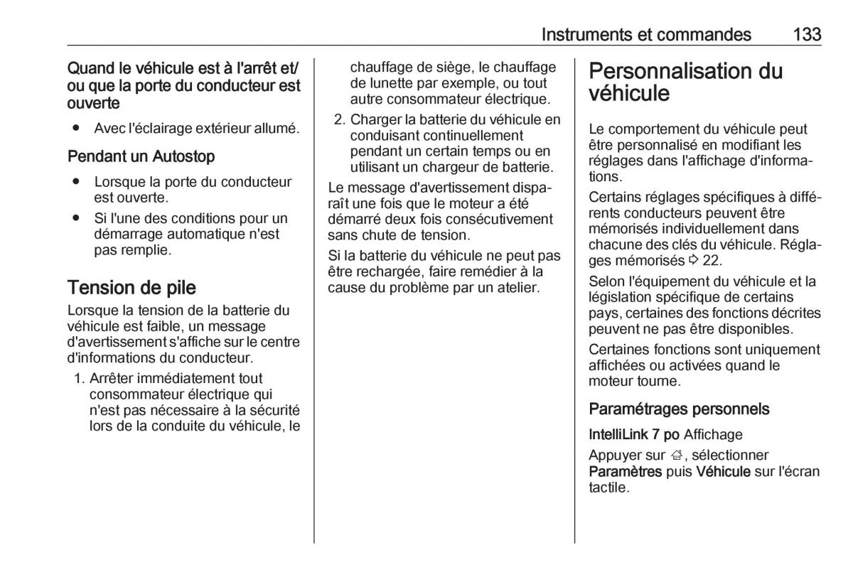 manual  Opel Zafira C FL manuel du proprietaire / page 135