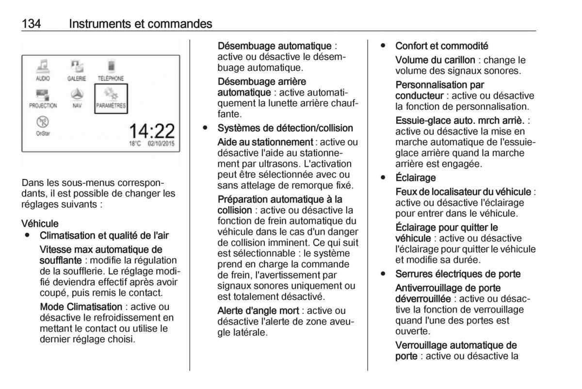 manual  Opel Zafira C FL manuel du proprietaire / page 136