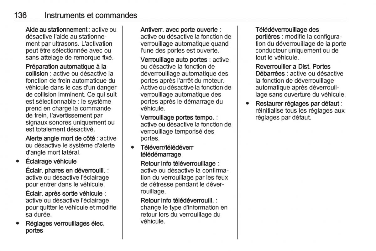 manual  Opel Zafira C FL manuel du proprietaire / page 138