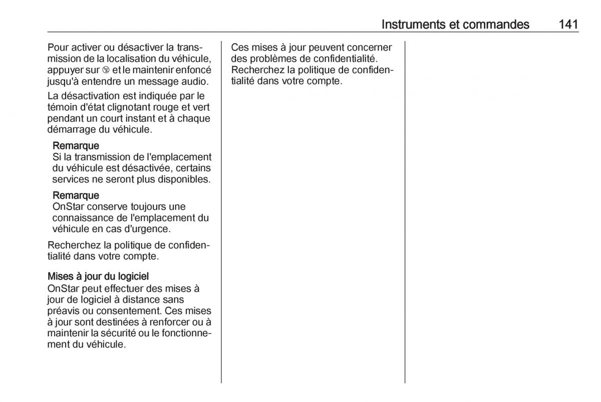 manual  Opel Zafira C FL manuel du proprietaire / page 143