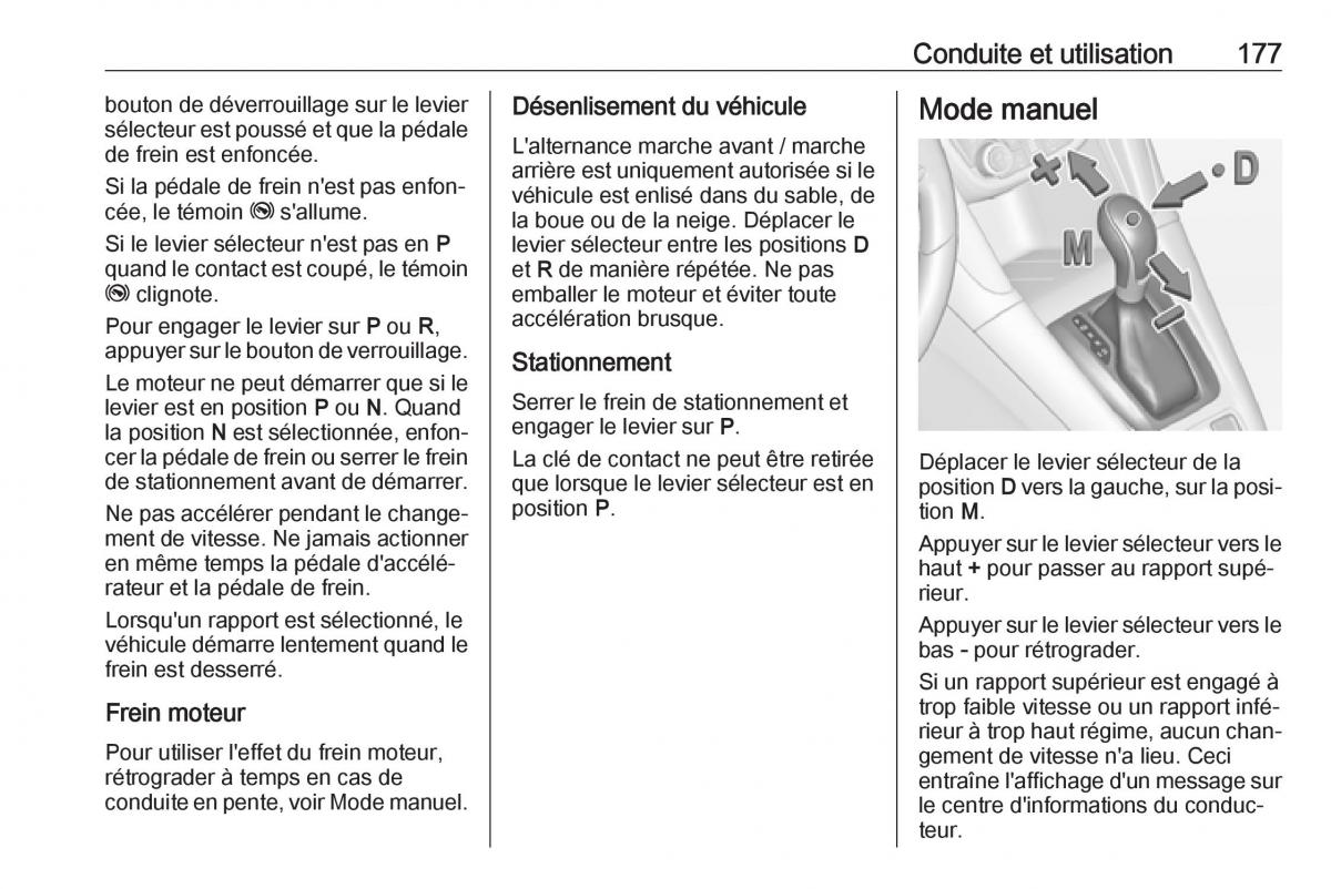 manual  Opel Zafira C FL manuel du proprietaire / page 179