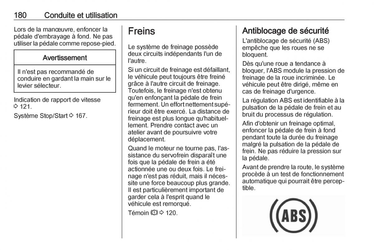 manual  Opel Zafira C FL manuel du proprietaire / page 182