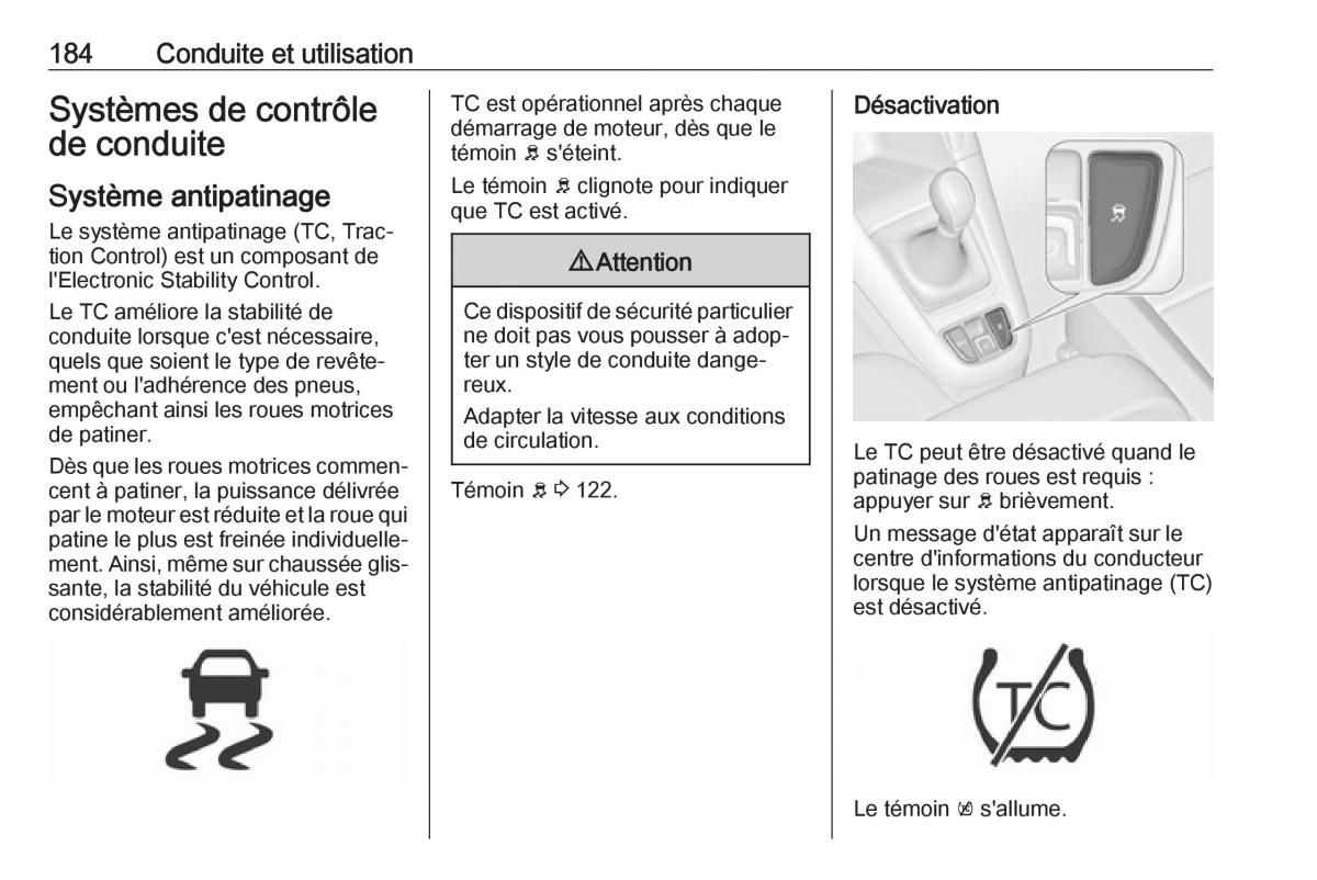 manual  Opel Zafira C FL manuel du proprietaire / page 186