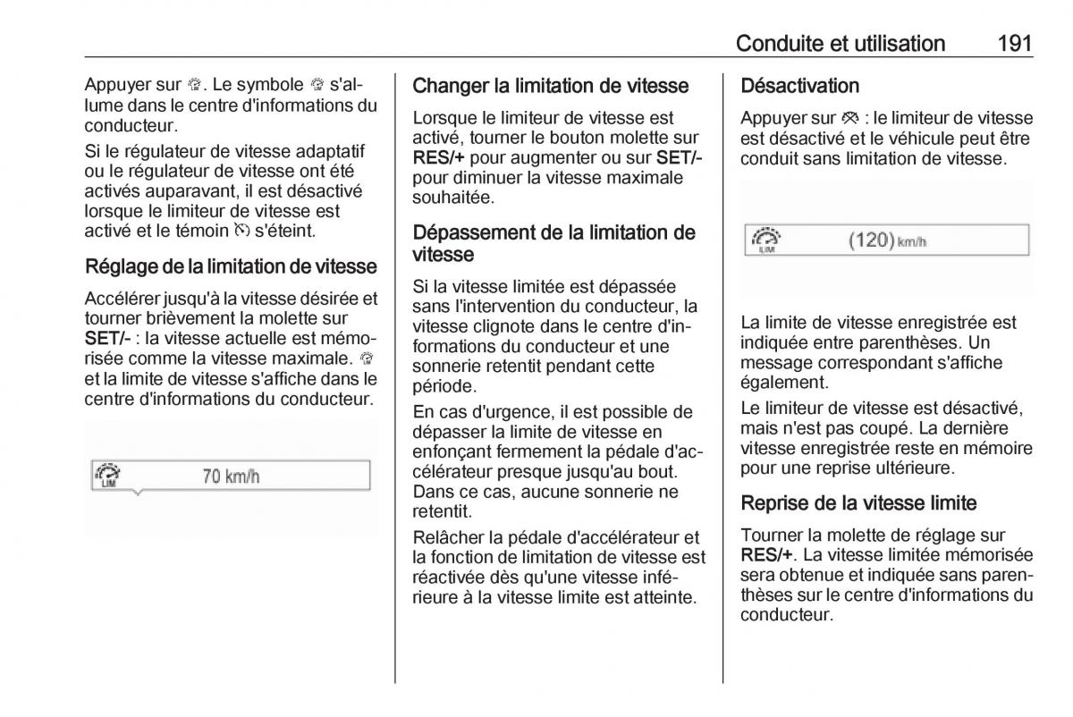 manual  Opel Zafira C FL manuel du proprietaire / page 193