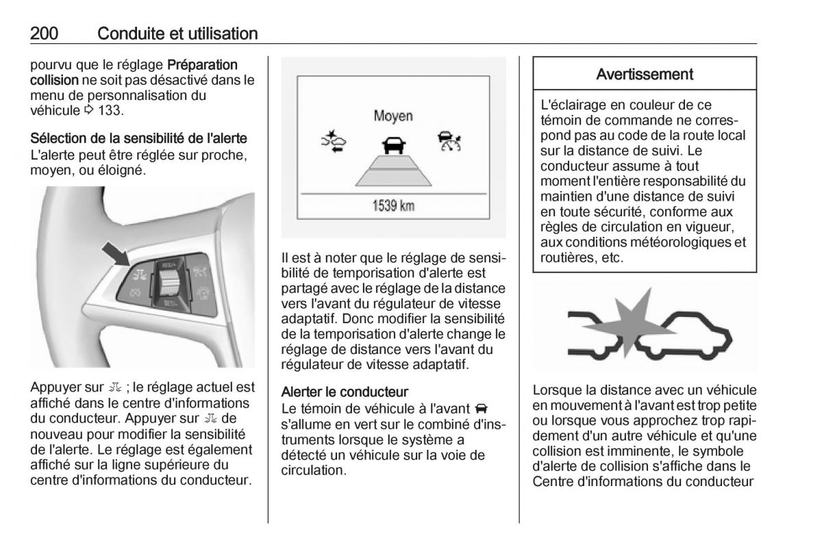 manual  Opel Zafira C FL manuel du proprietaire / page 202