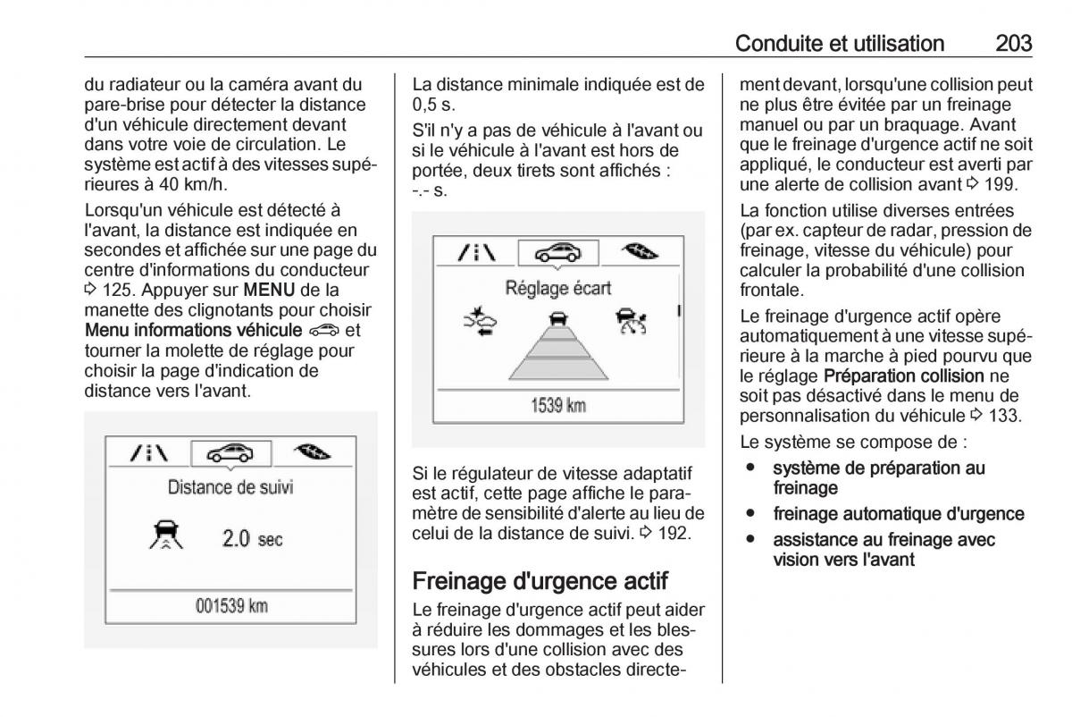 manual  Opel Zafira C FL manuel du proprietaire / page 205