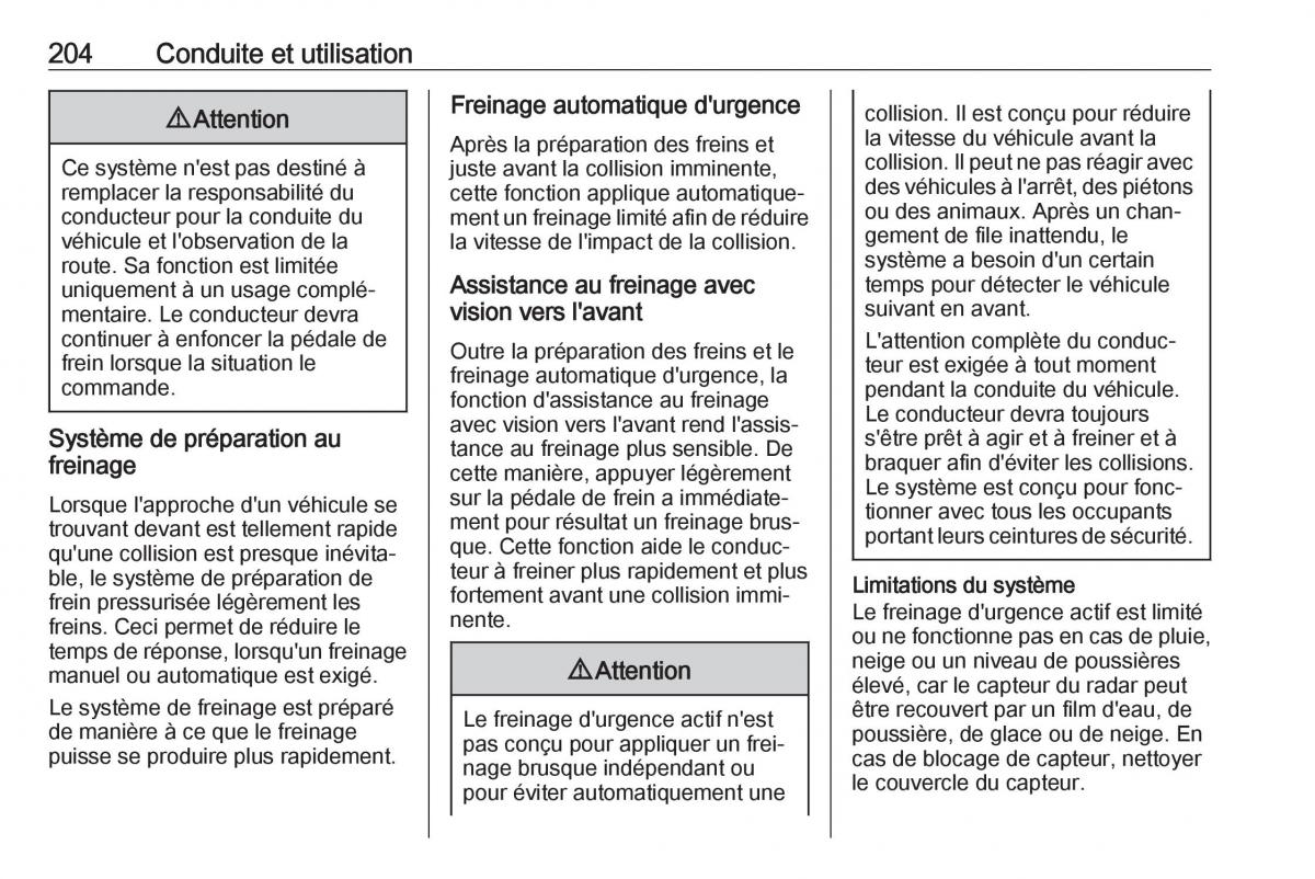 manual  Opel Zafira C FL manuel du proprietaire / page 206