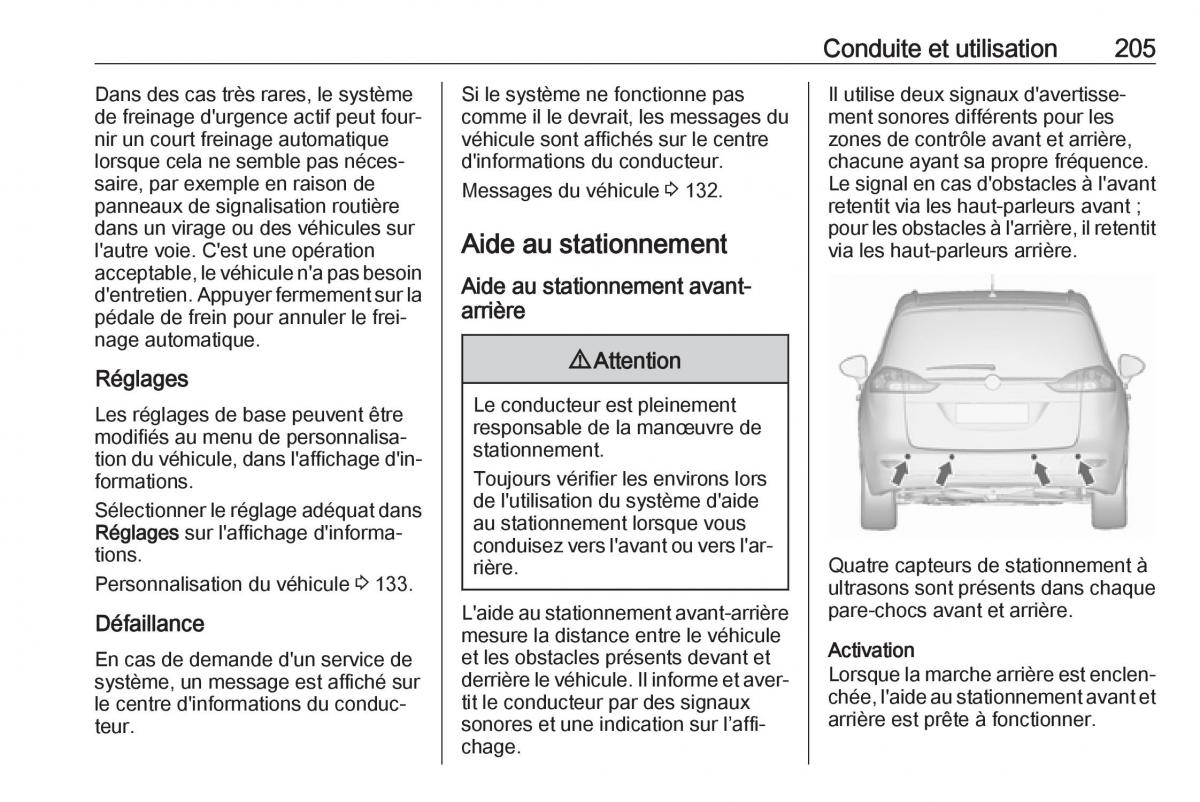 manual  Opel Zafira C FL manuel du proprietaire / page 207