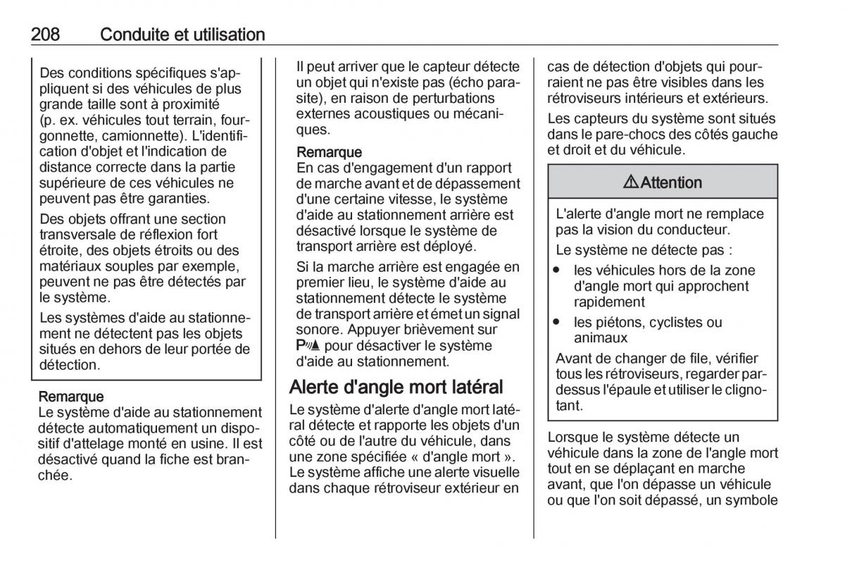 manual  Opel Zafira C FL manuel du proprietaire / page 210