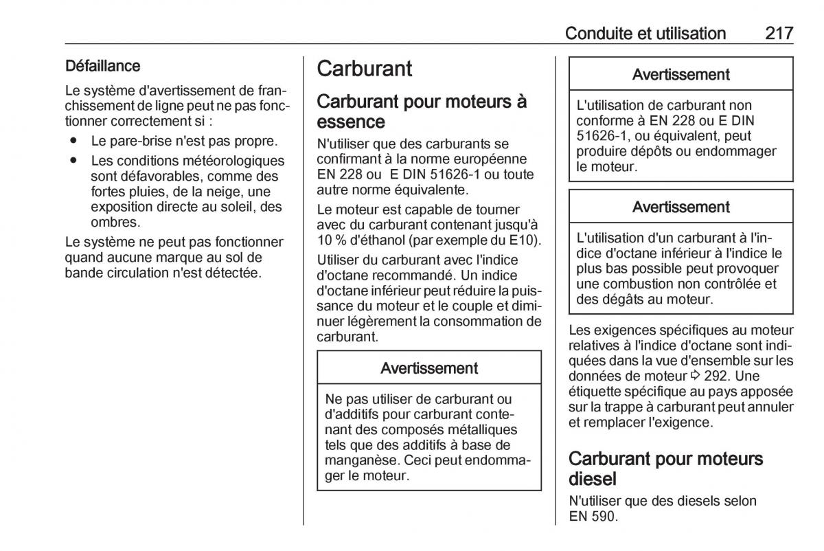 manual  Opel Zafira C FL manuel du proprietaire / page 219