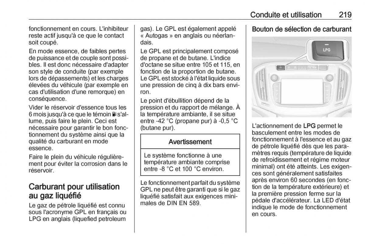 manual  Opel Zafira C FL manuel du proprietaire / page 221