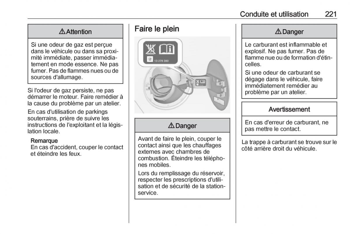 manual  Opel Zafira C FL manuel du proprietaire / page 223