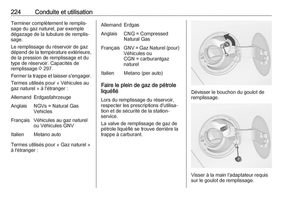 manual  Opel Zafira C FL manuel du proprietaire / page 226