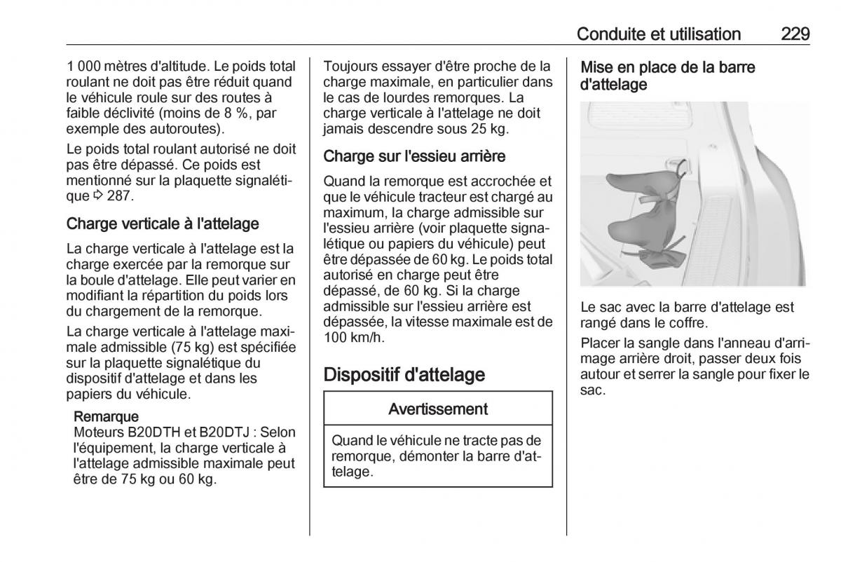 manual  Opel Zafira C FL manuel du proprietaire / page 231