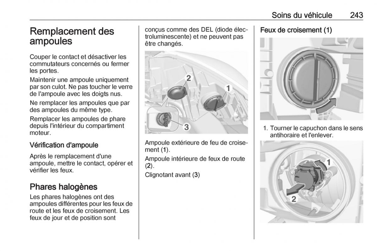 manual  Opel Zafira C FL manuel du proprietaire / page 245