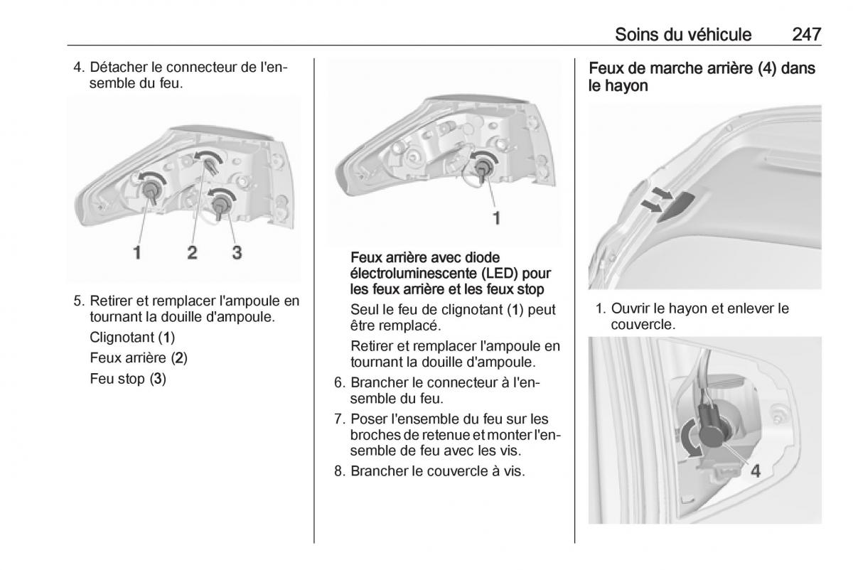 manual  Opel Zafira C FL manuel du proprietaire / page 249