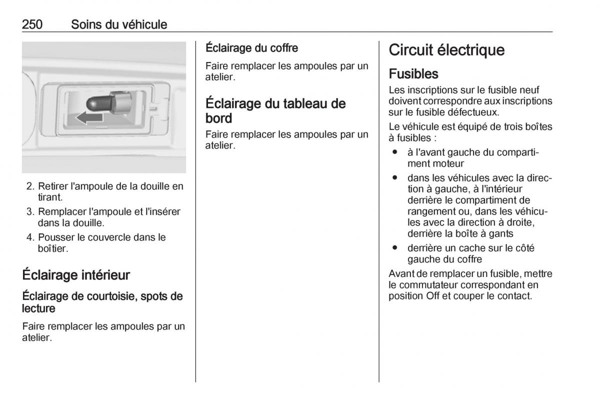 manual  Opel Zafira C FL manuel du proprietaire / page 252