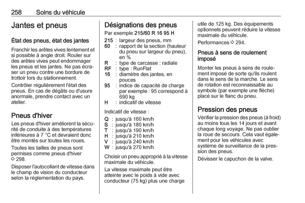 manual  Opel Zafira C FL manuel du proprietaire / page 260