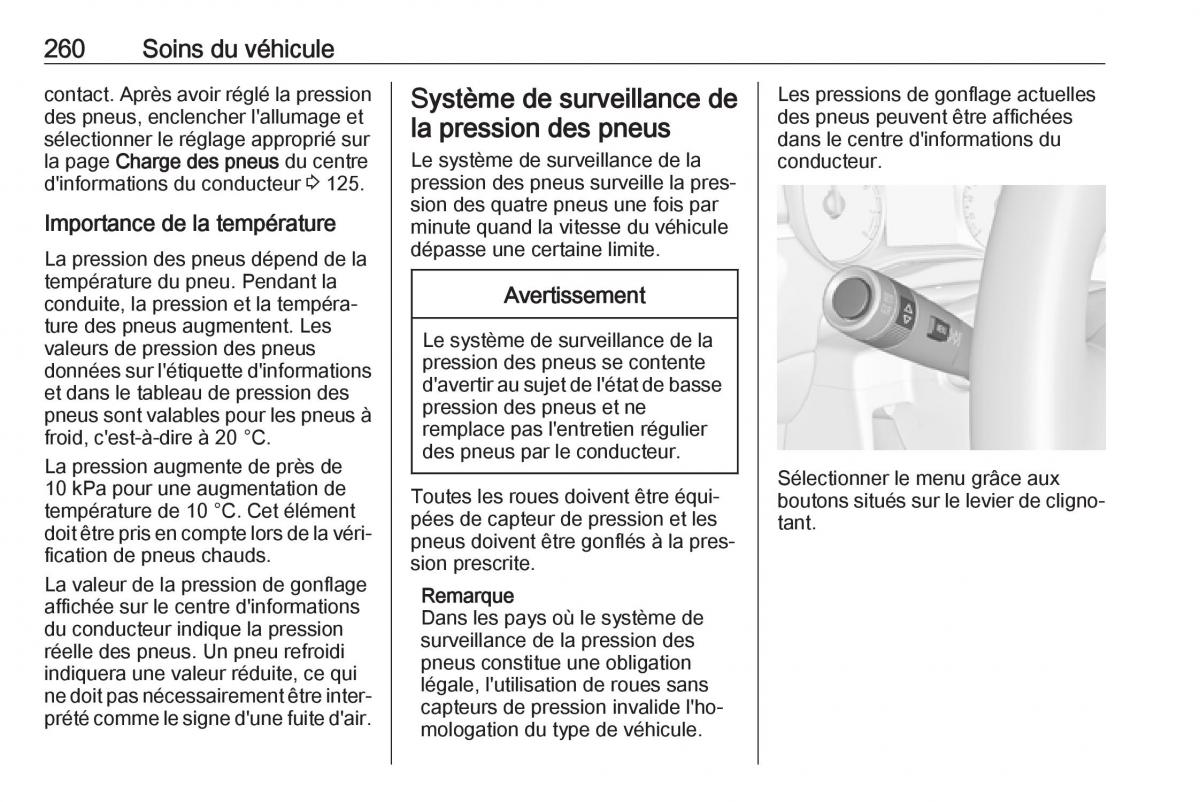 manual  Opel Zafira C FL manuel du proprietaire / page 262